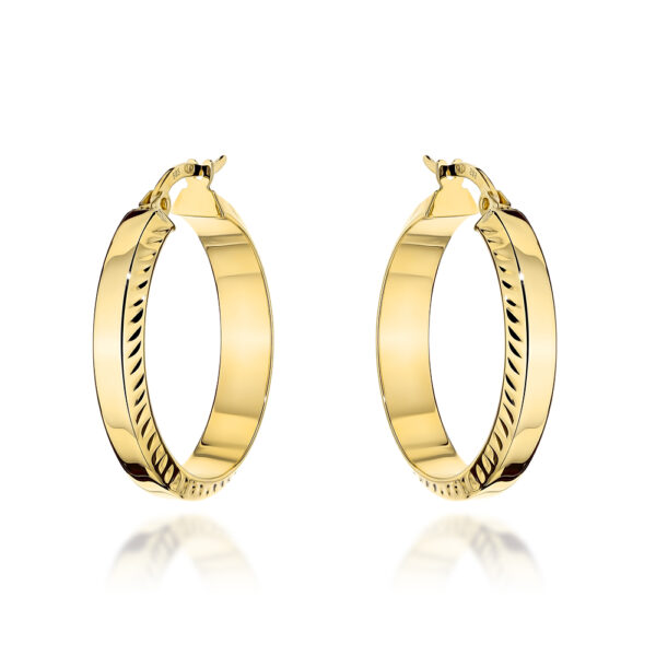 Kolczyki złote koła z diamentowanymi brzegami