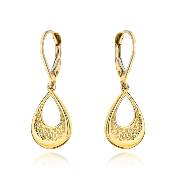 Kolczyki złote łezki z ażurowym zdobieniem