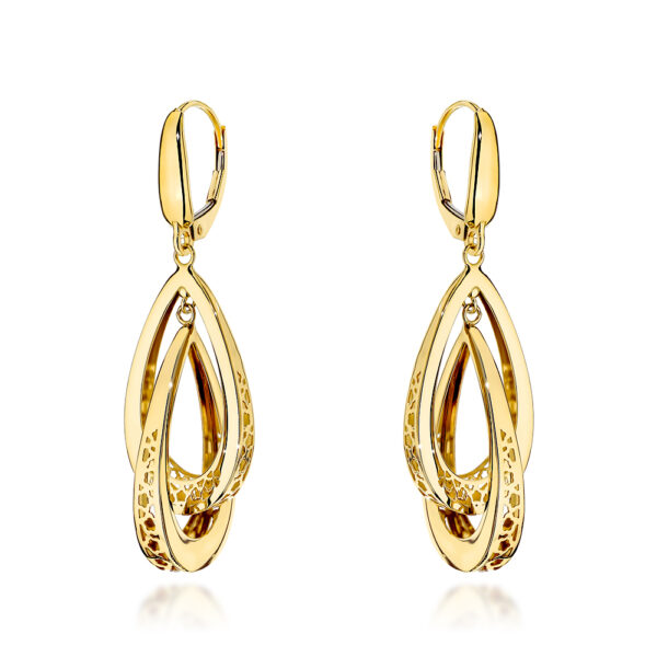 Kolczyki złote podwójne ażurowane łezki