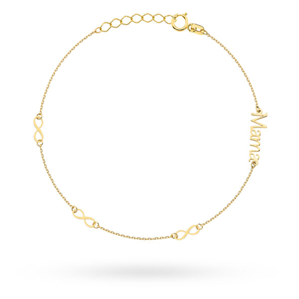 Bransoletka złota ze znakami nieskończoności "mama"