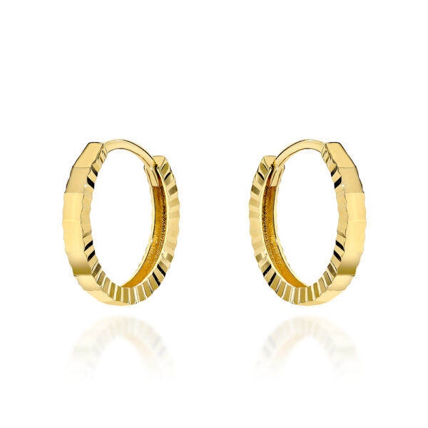 Kolczyki złote małe kółeczka zdobione diamentowaniem