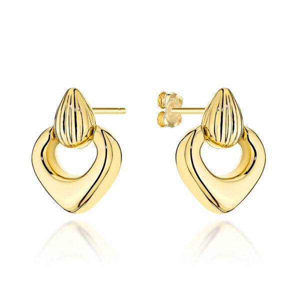 Kolczyki złote żłobiona łezka z wiszącą ruchomą łezką