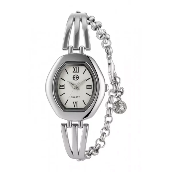 Zegarek srebrny z białą tarczą - srebro 925