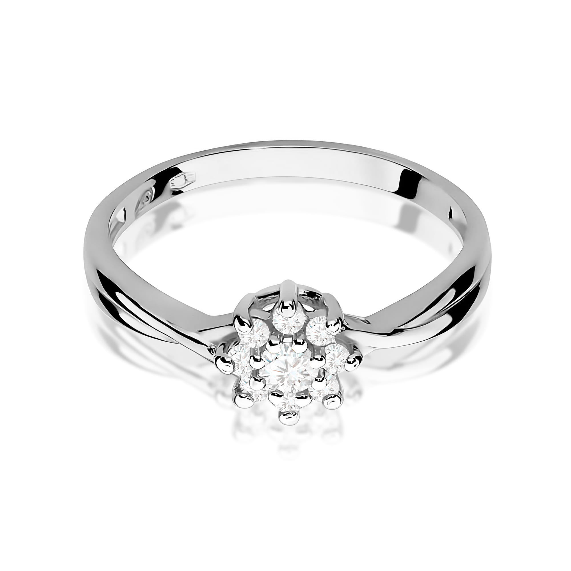 Pierścionek zaręczynowy z białego złota 585 z diamentami 0,22 ct – Flower Diamond