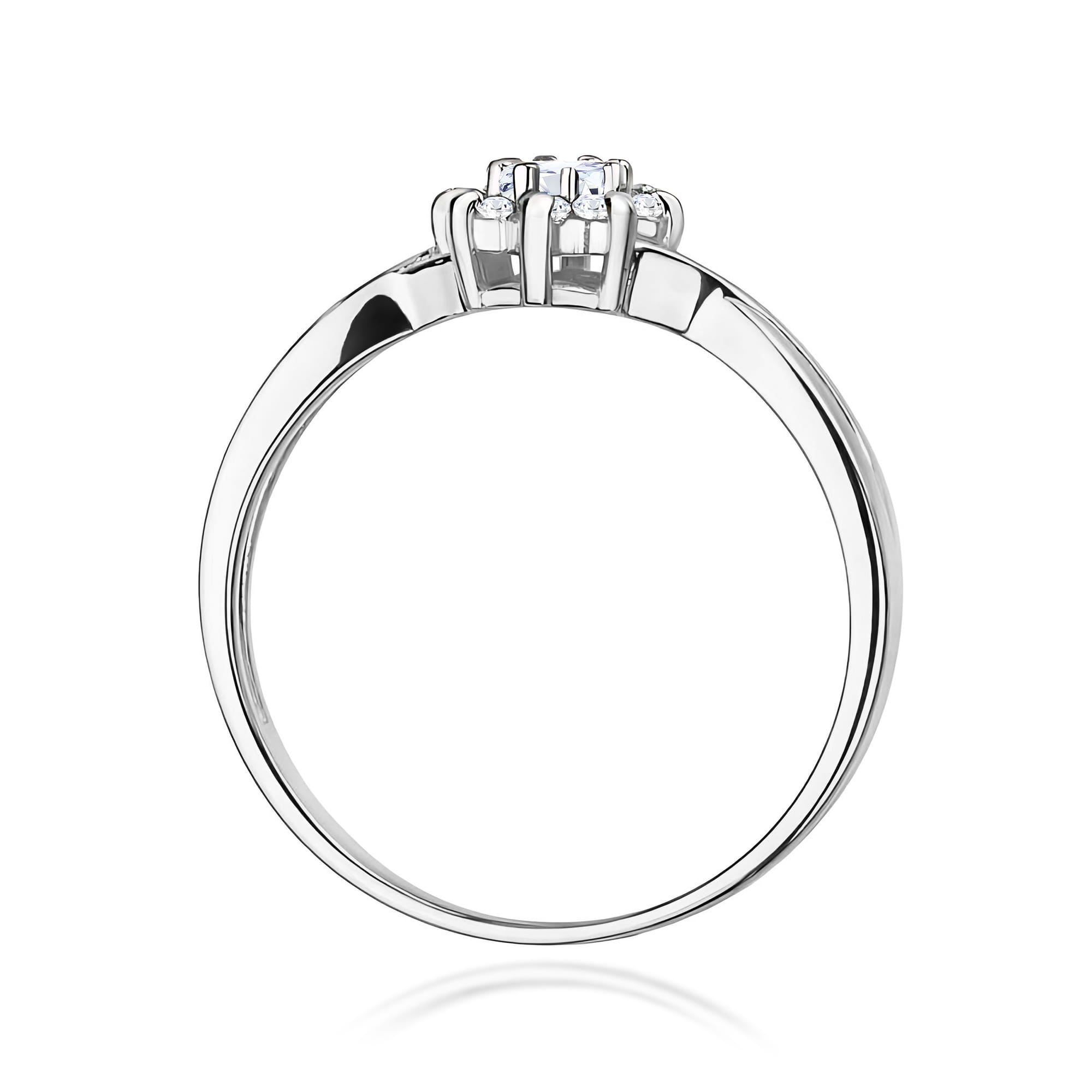 Pierścionek zaręczynowy z białego złota 585 z diamentami 0,22 ct – Flower Diamond