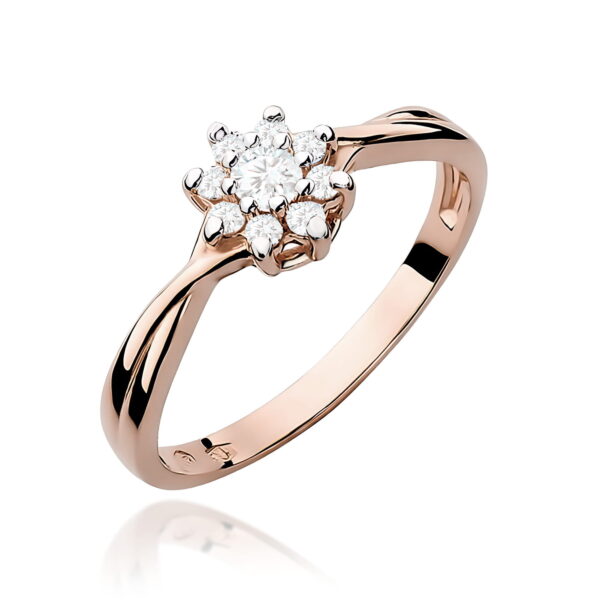 Pierścionek zaręczynowy z różowego złota 585 z diamentami 0,22 ct – Flower Diamond