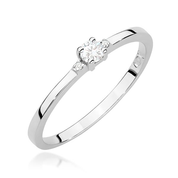 Pierścionek zaręczynowy z diamentami 0,02ct z białego złota