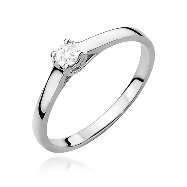 Pierścionek zaręczynowy z diamentem 0,12ct z białego złota