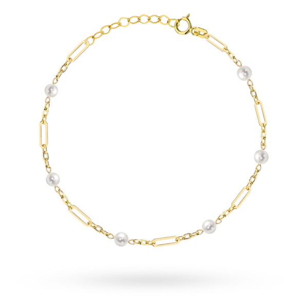 Bransoletka złota długie ogniwa i perełki