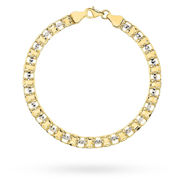 Bransoletka złota z kolekcji "PIATTO" w dwóch kolorach złota zdobiona diamentowaniem