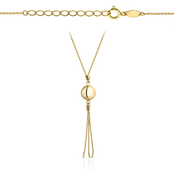 Celebrytka naszyjnik złota kulka z wiszącymi łańcuszkami