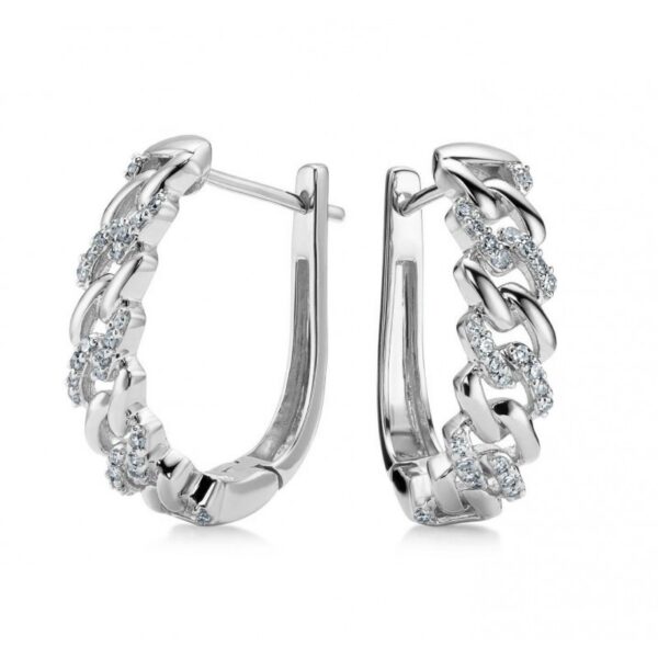 Kolczyki srebrne 925 z ogniwami chain link i cyrkoniami