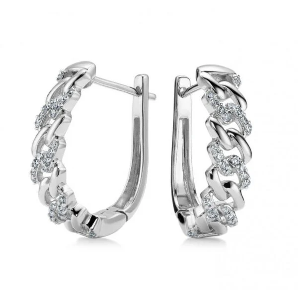 Kolczyki srebrne 925 z ogniwami chain link i cyrkoniami