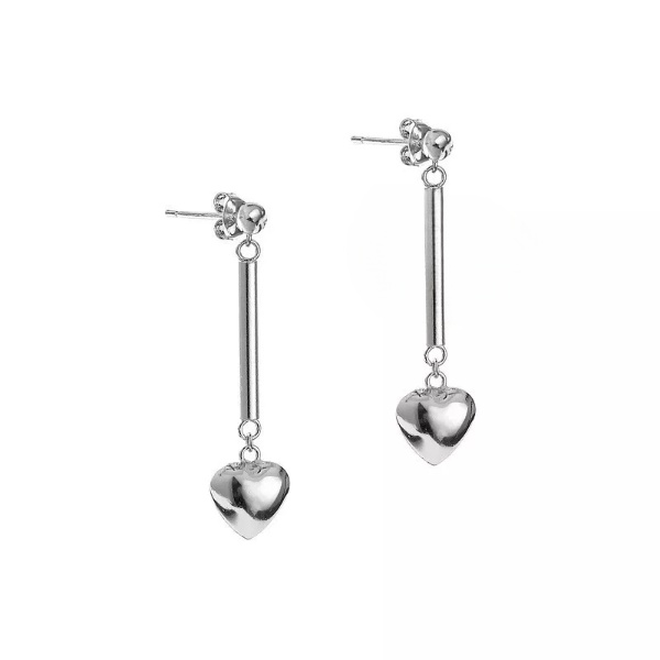 Kolczyki srebrne wiszące serca