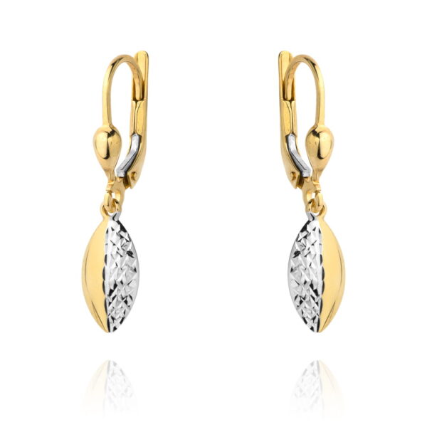 Kolczyki wiszące owal w dwa kolory złota