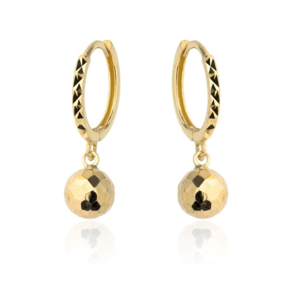 Kolczyki złota kula dyskotekowa zawieszona na kółku