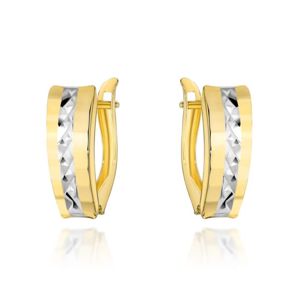 Kolczyki złote diamentowane z paskiem w środku