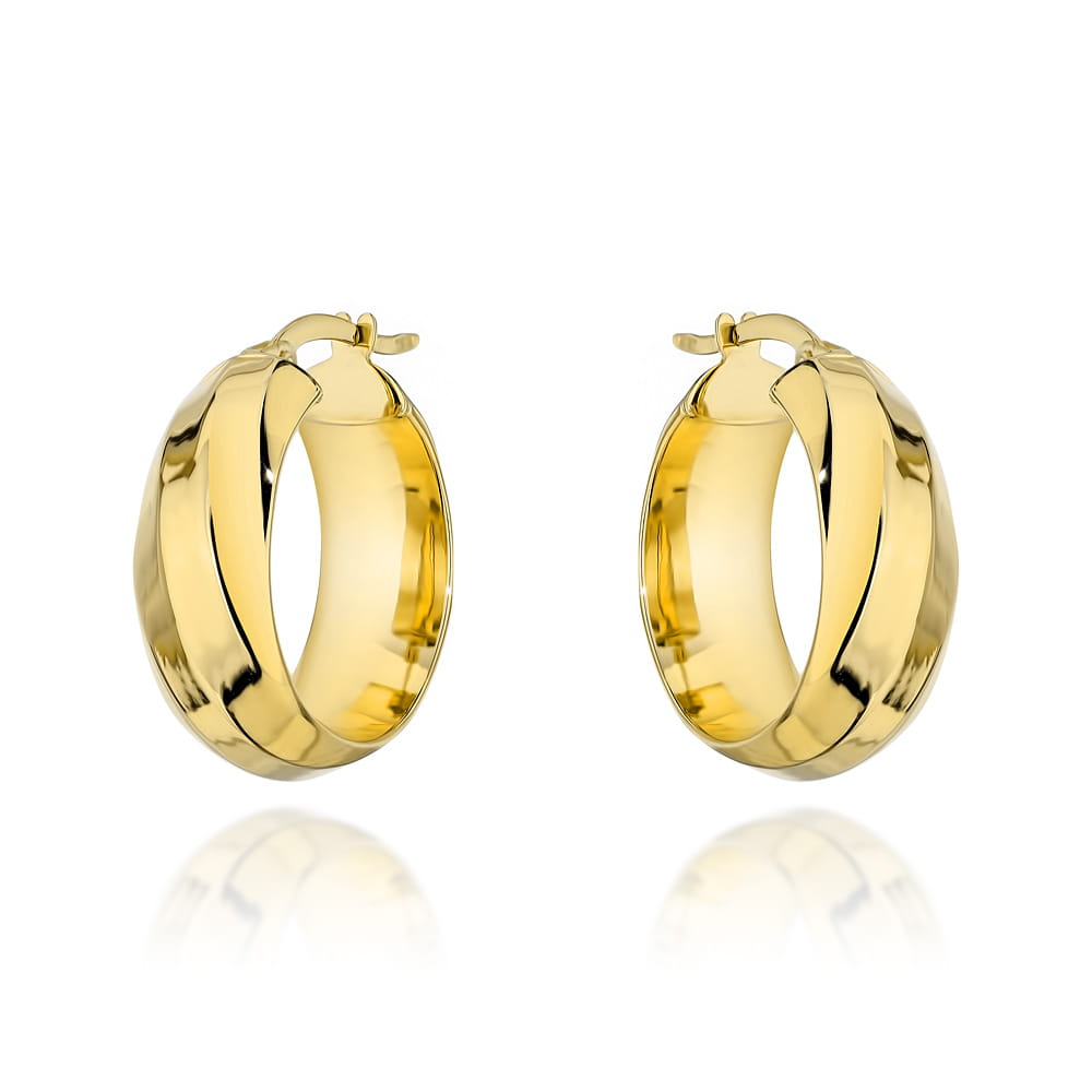 Kolczyki złote koła gładkie zdobione w poprzek