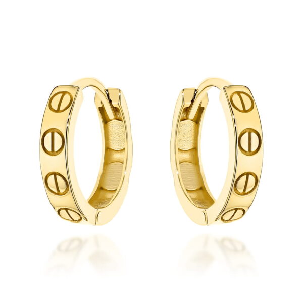 Kolczyki złote kółeczka ze zdobieniem