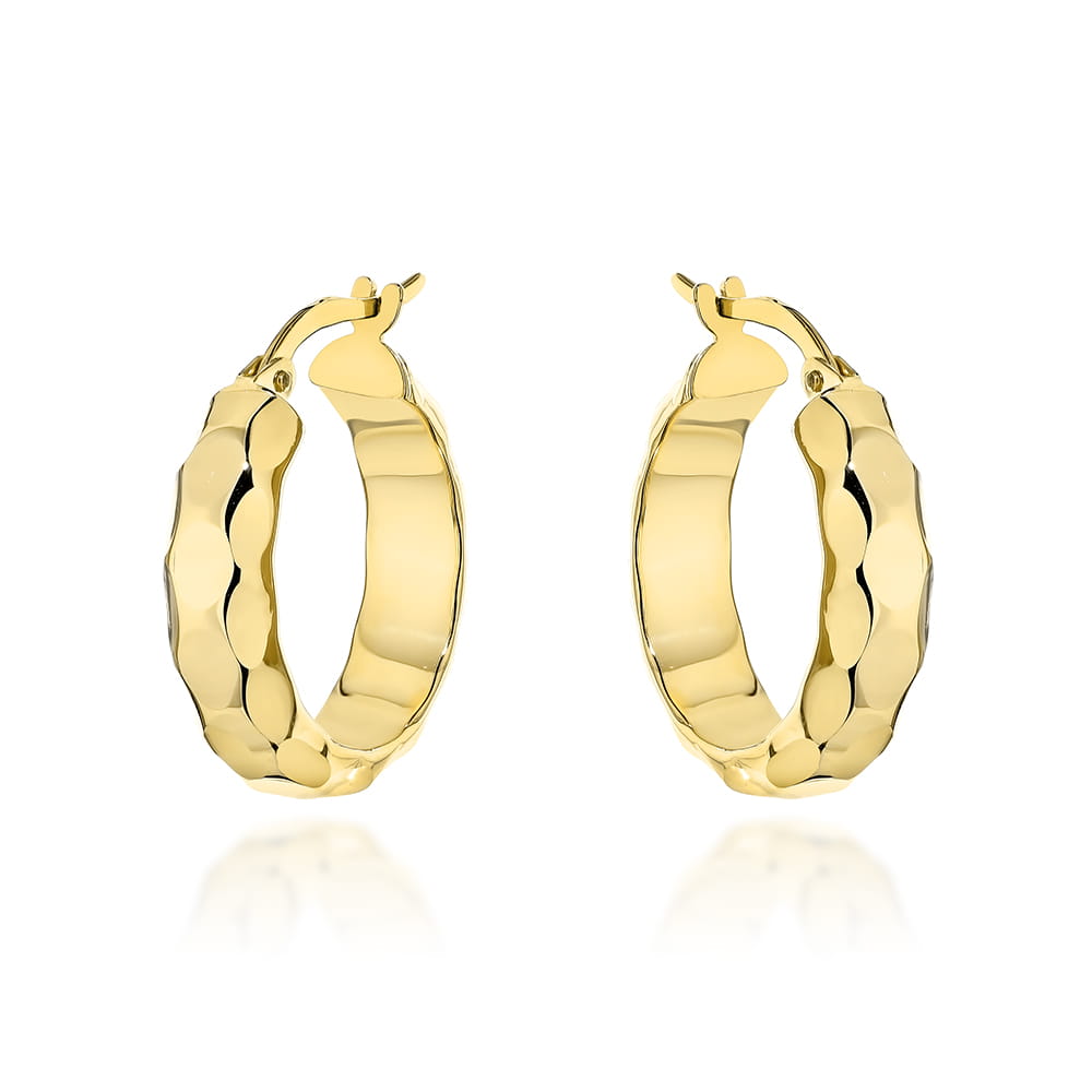 Kolczyki złote kółka z diamentowaniem