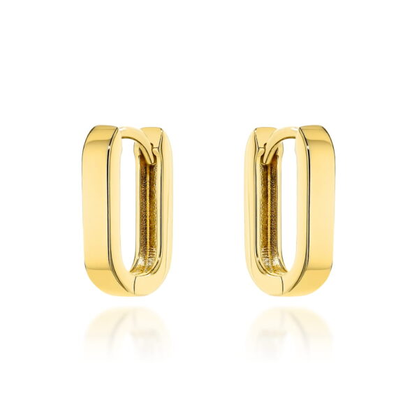 Kolczyki złote zaokrąglone prostokąty na angielskim zapięciu