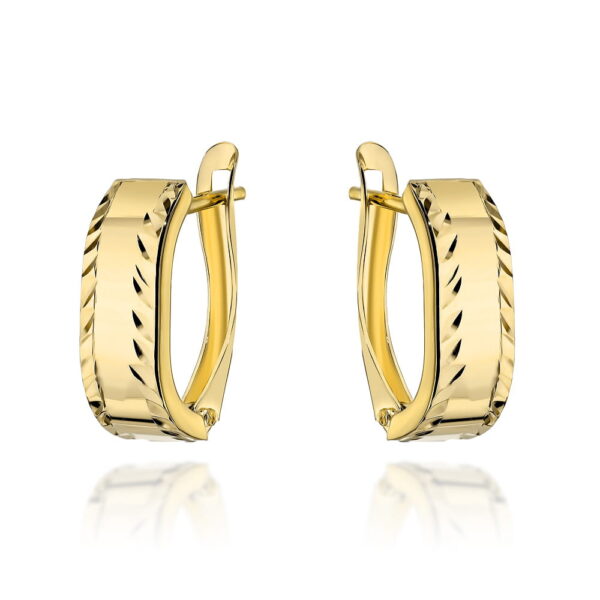 Kolczyki złote zaokrąglone z diamentowanymi brzegami