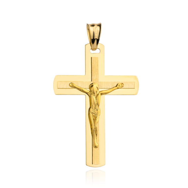 Krzyżyk złoty z Jezusem delikatnie zaokrąglony