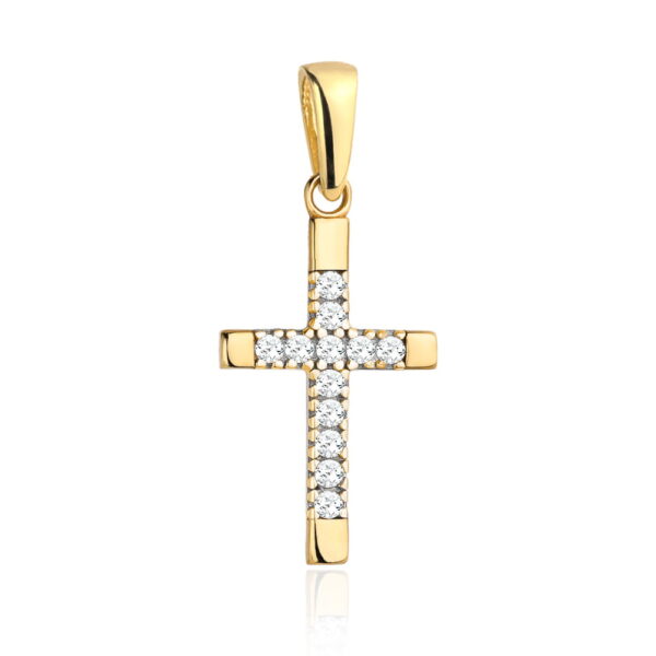 Krzyżyk złoty zdobiony cyrkoniami