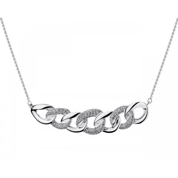 Naszyjnik srebrny 925 z ogniwami chain link i cyrkoniami