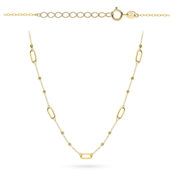 Naszyjnik złoty diamentowane kulki i ogniwa