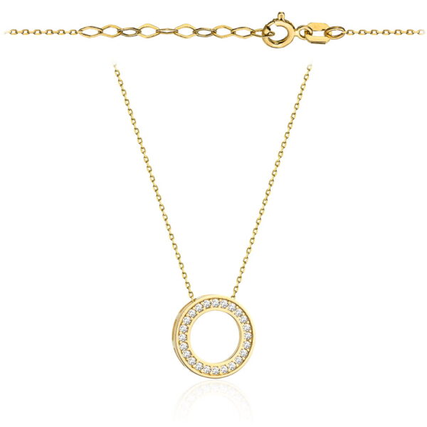 Naszyjnik złoty ring oprawiony cyrkoniami