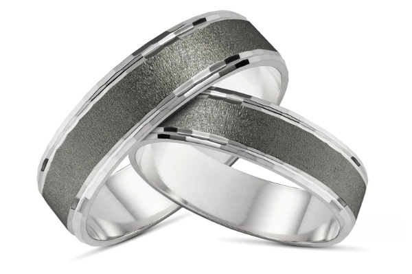 Obrączki srebrne diamentowane oksydowany mat