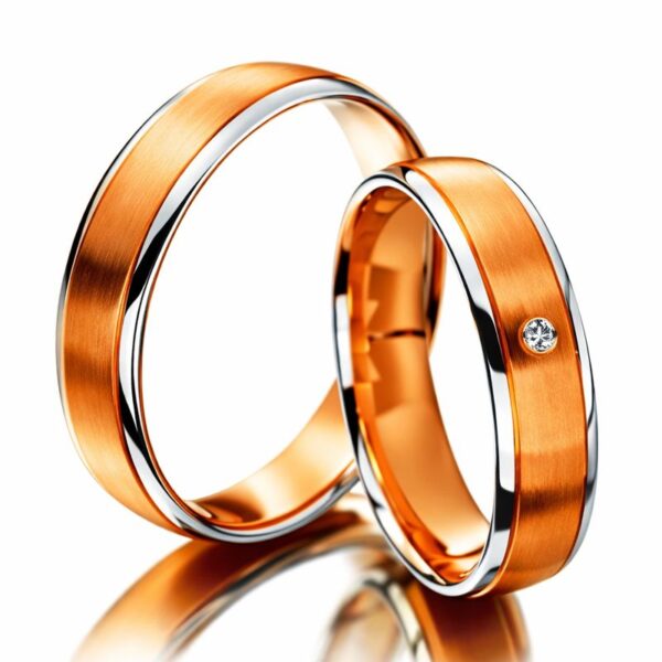 Obrączki wolframowe różowo-złoto-srebrne