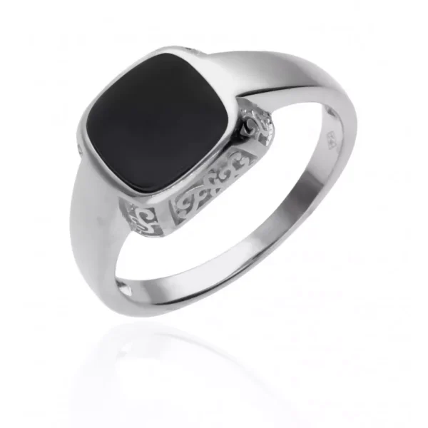 Sygnet męski srebrny syntetyczny onyks