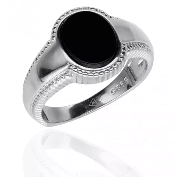 Sygnet męski srebrny z syntetycznym onyksem