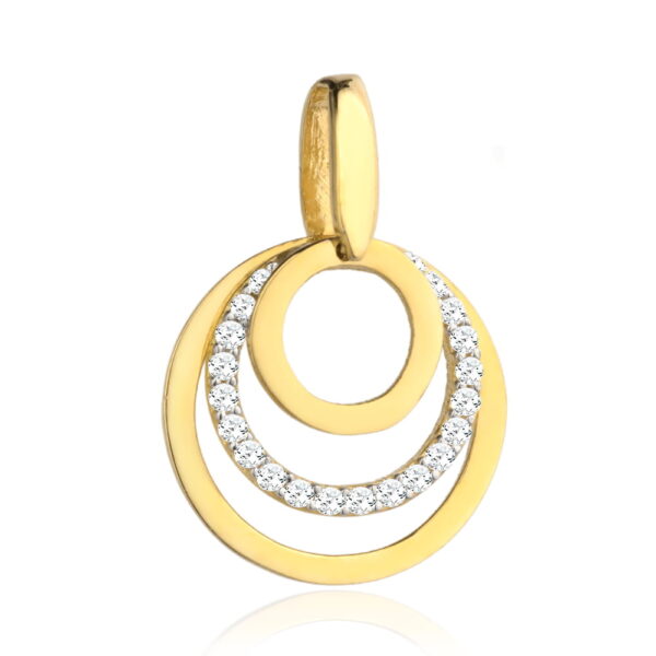 Zawieszka złota trzy koła złote i z cyrkoniami