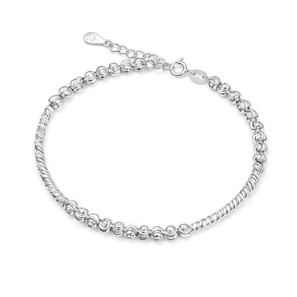 Wyjątkowa bransoletka srebrna z diamentowanymi kulkami