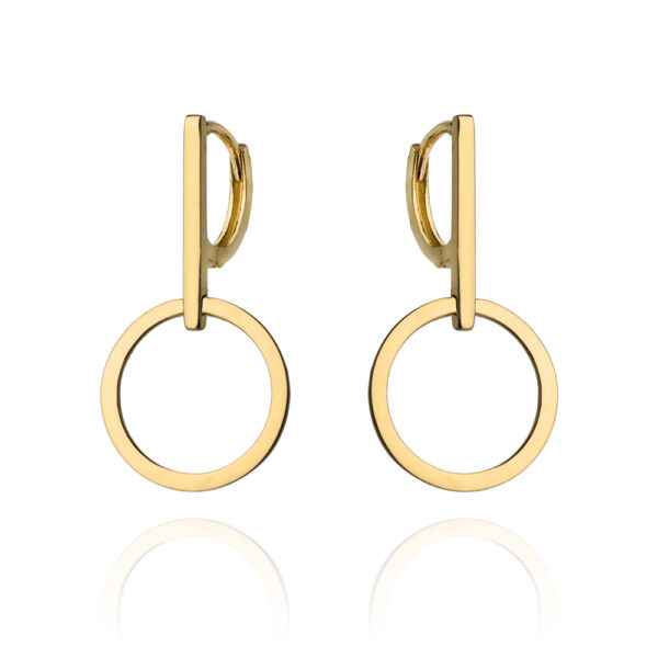 Kolczyki złote koła zawieszone na gładkim zapięciu