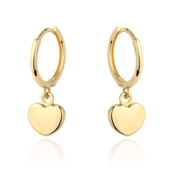 Kolczyki złote serce zawieszone na kółku