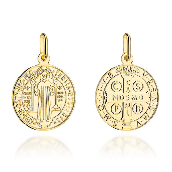 Medalik złoty dwustronny św. Benedykt duży