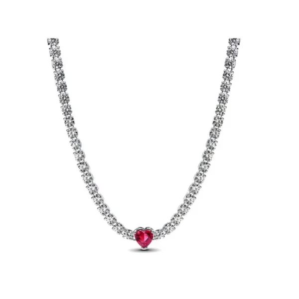 Naszyjnik srebrny z cyrkoniami i sercem