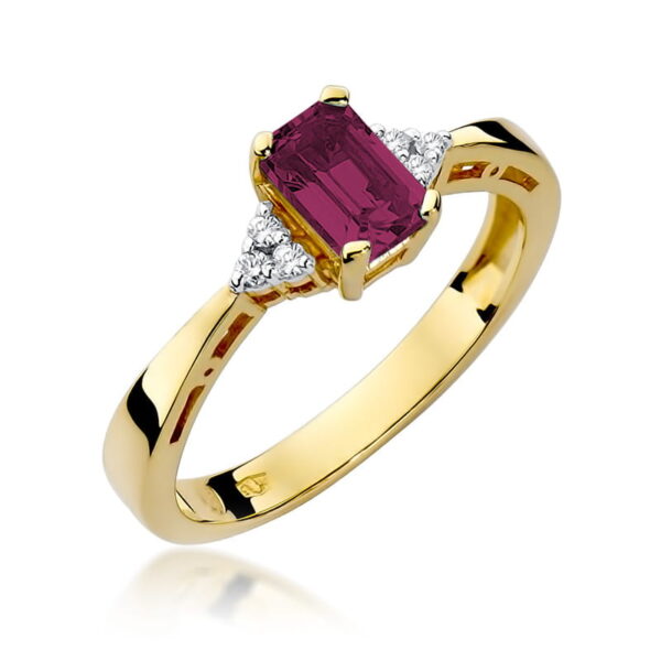 Pierścionek z żółtego złota 585 z rubinem 0,80 ct i diamentami – Royal Ruby