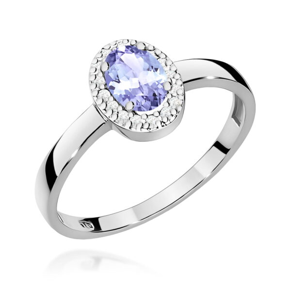 Pierścionek z białego złota 585 z tanzanitem 0,40 ct i diamentami – Royal Tanzanite