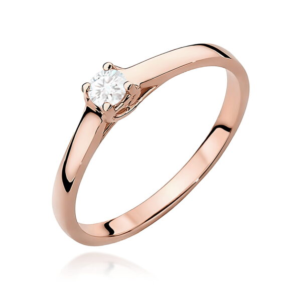 Pierścionek zaręczynowy z diamentem 0,12ct z różowego złota