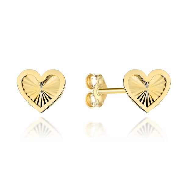 Kolczyki złote diamentowane serduszka w gładkiej oprawie pr. 375