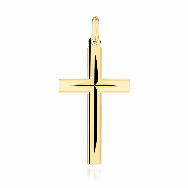 Krzyżyk złoty żłobiony