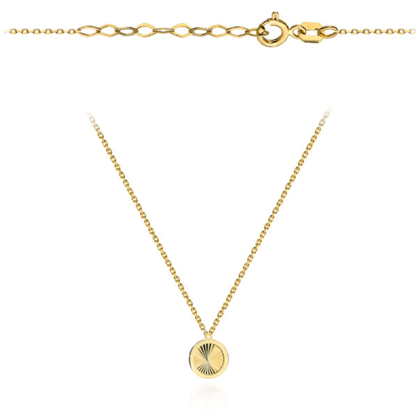 Naszyjnik złoty diamentowane kółeczko w gładkiej oprawie super lekki pr. 375