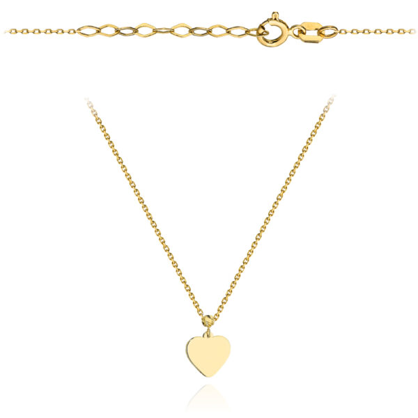 Naszyjnik złoty gładkie serce z diamentowaną kulką super lekki pr. 375