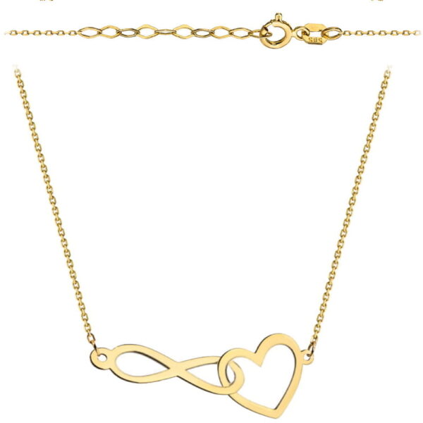 Naszyjnik złoty splecione serce i nieskończoność super lekki pr. 375