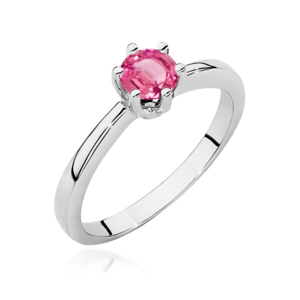 Pierścionek różowy topaz 0,60 ct białe złoto 375 elegancki